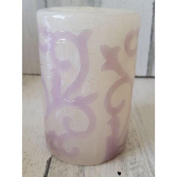 Pier 1 Imports lavender scented pillar candle purple swirl home decor - Picture 3 of 9